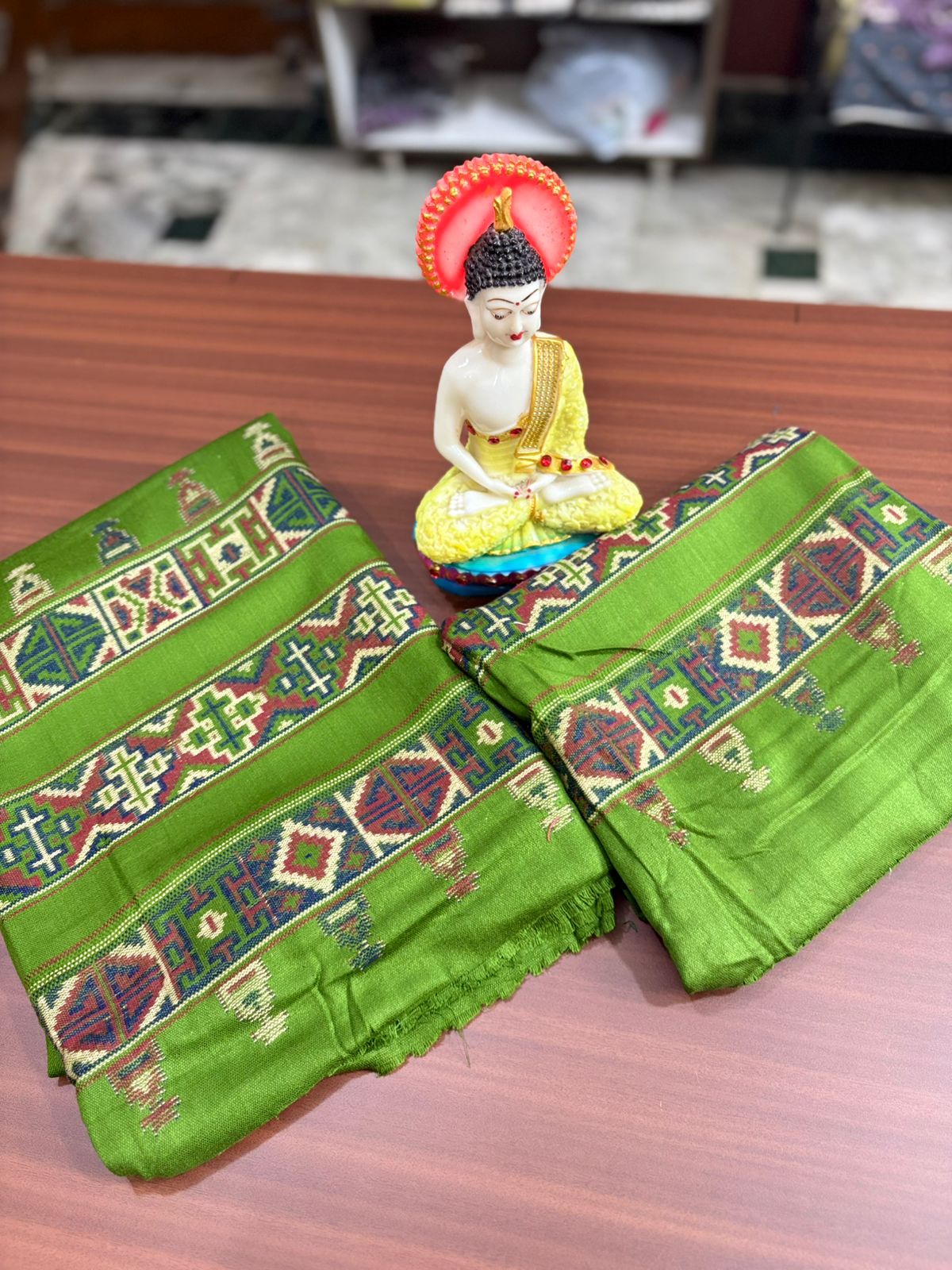 Pistachio Kulu Weave | Three Piece | Pashmina | Unstitched Woolen Suit Set